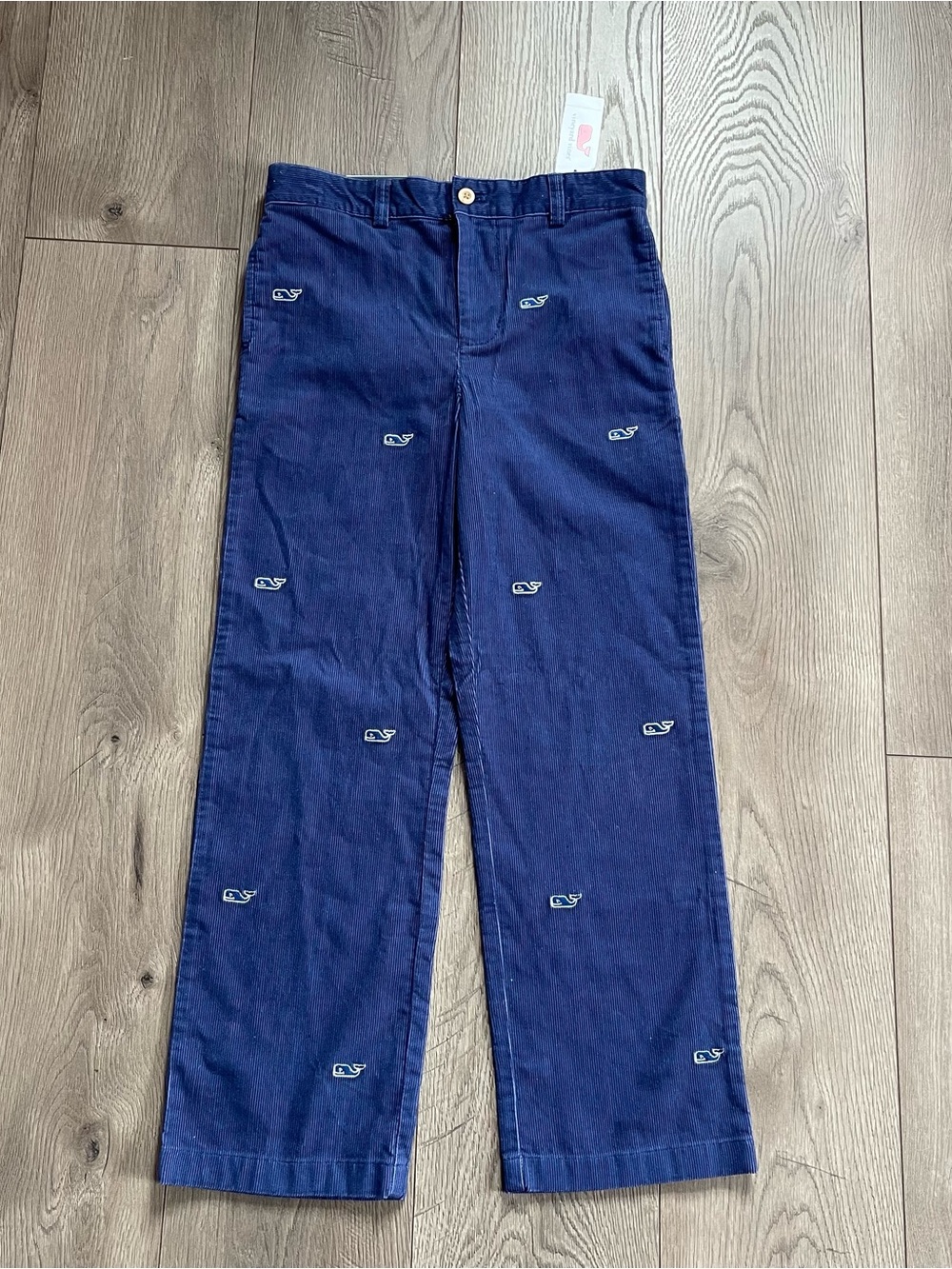 NWT Vineyard Vines Whale Embroidered Baltic Blue Boys 12 Corduroy Club Pants